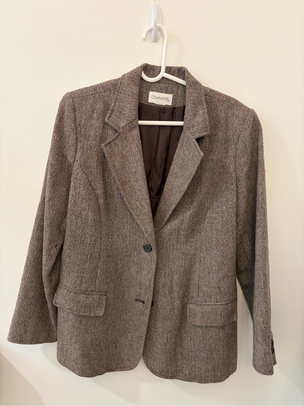 Chadwicks Tweed Brown Notch-Lapel Blazer